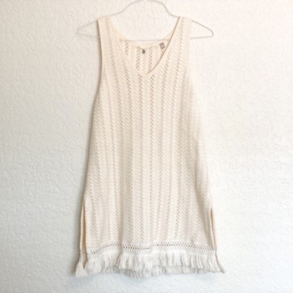 SHIRT Anthropology knitted and knotted white knitted boho tank top - Picture 1 of 12
